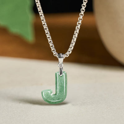 Buddha Stones "May You Find Your Own Meaning" Natural A-Z Letter Jade Titanium Steel Chain Necklace Includes Gift Message Card - image 48