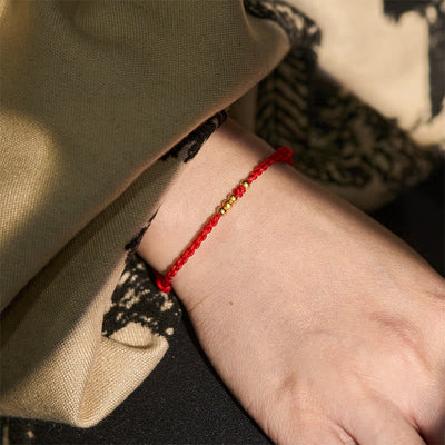 Buddha Stones "Blessings for Clear Connections" 925 Sterling Silver Plated Gold Beads Red String Bracelet Includes Gift Message Card - image 10