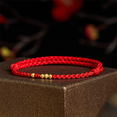 Buddha Stones "Blessings for Clear Connections" 925 Sterling Silver Plated Gold Beads Red String Bracelet Includes Gift Message Card - image 9