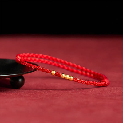 Buddha Stones "Blessings for Clear Connections" 925 Sterling Silver Plated Gold Beads Red String Bracelet Includes Gift Message Card - image 3