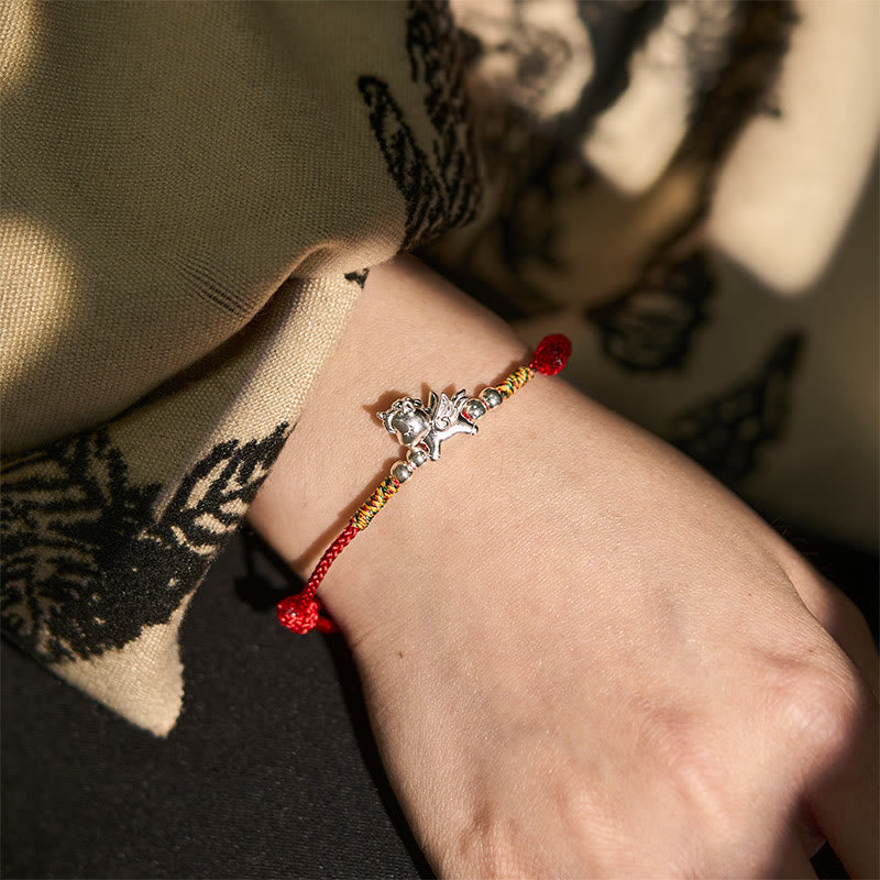 Buddha Stones 925 Sterling Silver Year Of The Horse Prosperity String Bracelet - image 6