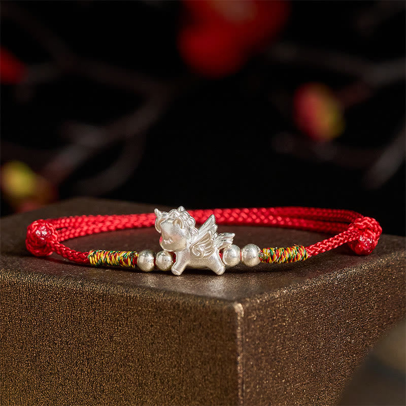 Buddha Stones 925 Sterling Silver Year Of The Horse Prosperity String Bracelet - image 4
