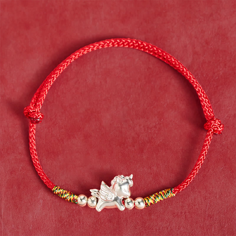 Buddha Stones 925 Sterling Silver Year Of The Horse Prosperity String Bracelet - image 2