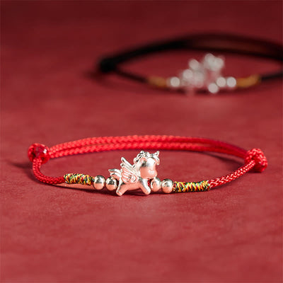 Buddha Stones 925 Sterling Silver Year Of The Horse Prosperity String Bracelet - image 5