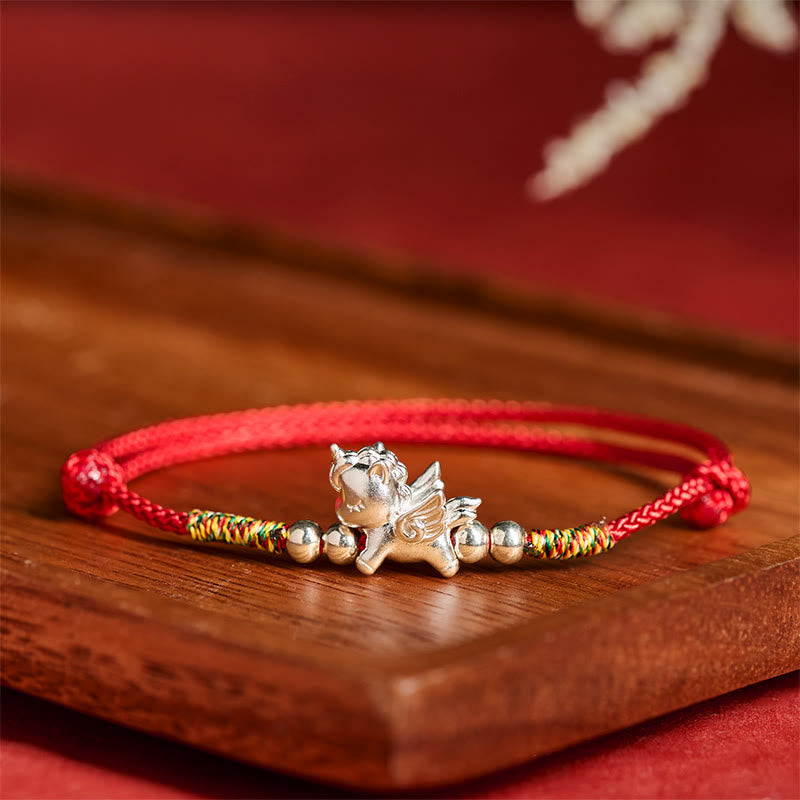 Buddha Stones 925 Sterling Silver Year Of The Horse Prosperity String Bracelet - image 3