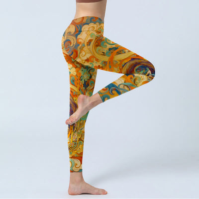 Buddha Stones Gorgeous Fairy Cloud Pattern Pattern Print Gym Leggings Women's Yoga Pants - image 3