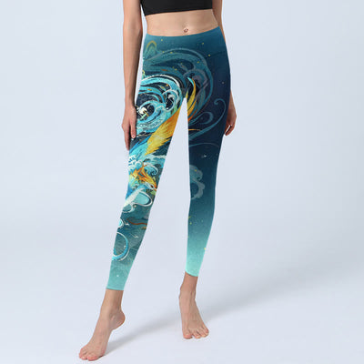 Buddha Stones Dreamy Lively Phoenix Cloud Pattern Print Gym Leggings Women's Yoga Pants - image 5