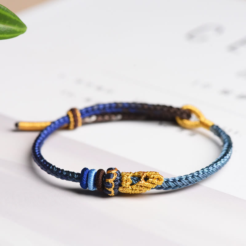Buddha Stones Colorful Rope Eight Thread Peace Knot Luck Handmade Bracelet - Blue(Wrist Circumference 14-19cm) - image 13