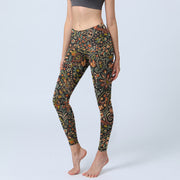 Foviel Intricate Blume Leaf Muster Drucken Gym Leggings Damen Yoga Hose