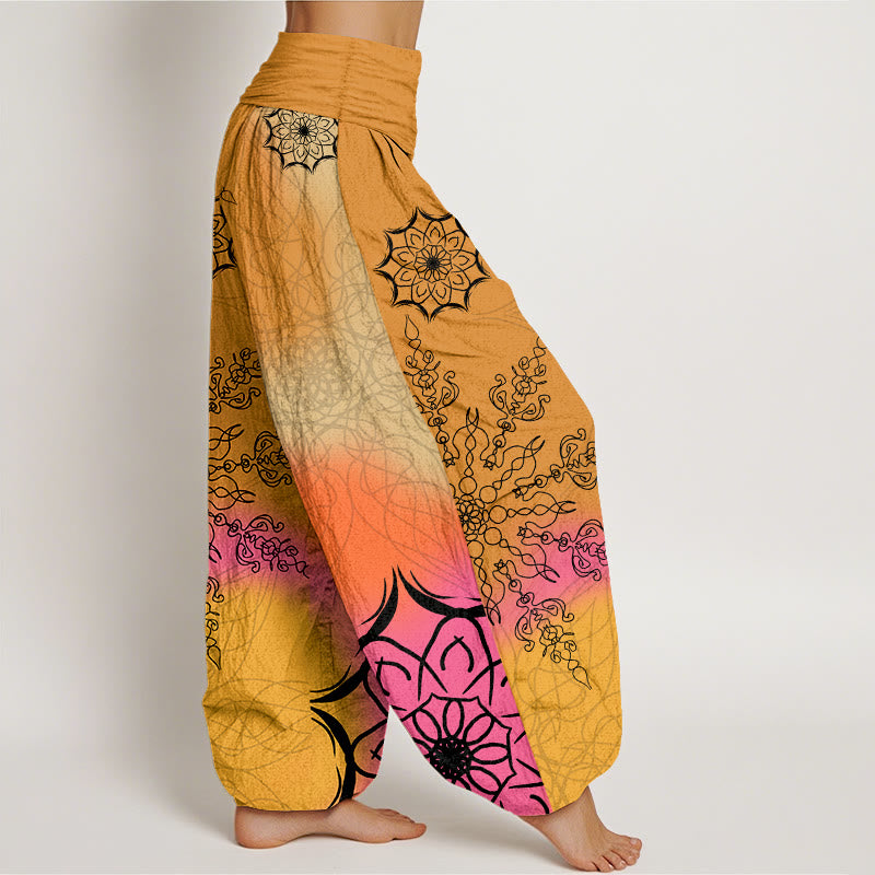 Buddha Stones Cotton Brightly Colored Mandala Pattern Women's Elastic Waist Harem Pants - image 7