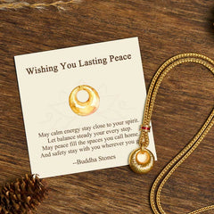 Buddha Stones "Wishing You Lasting Peace" 24k Gold Plated Copper Peace Buckle Necklace Includes Gift Message Card - Peace Buckle Rope Necklace - Standard Gift Box - image 0