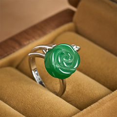 Buddha Stones Rose Green Jasper Copper Plated Silver Adjustable Balance Ring - Green Jasper(Adjustable) - image 0