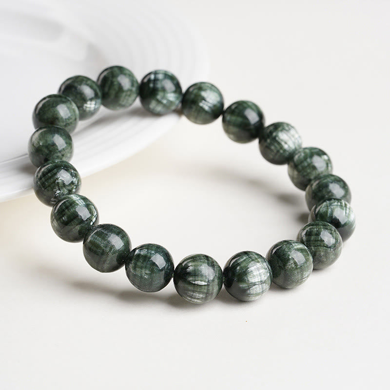 Buddha Stones Natural Seraphinite Round Emotional Balance Beaded Bracelet - image 3