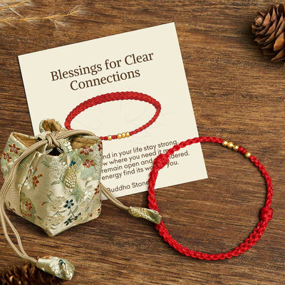 Buddha Stones "Blessings for Clear Connections" 925 Sterling Silver Plated Gold Beads Red String Bracelet Includes Gift Message Card - Red Rope(One&Three Gold Beads) - 14-23cm - Deluxe Gift Bag (+$9.59) - image 7