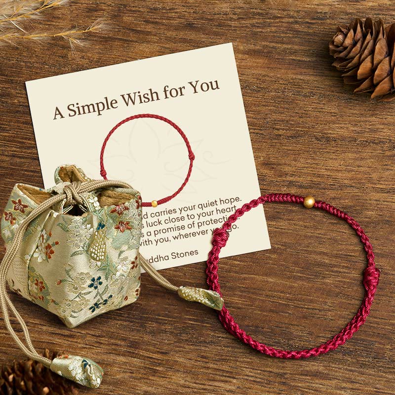 Buddha Stones "A Simple Wish for You" 925 Sterling Silver Plated Gold Single Bead Red Rope Bracelet Anklet Includes Gift Message Card - Anklet(Circumference 18-30cm) - Dark Red - Deluxe Gift Bag (+$9.59) - image 7