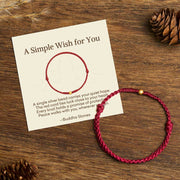 Foviel "A Simple Wish for You" 925 Sterling Silver Plated Gold Single Bead Red Rope Bracelet Anklet Includes Gift Message Card