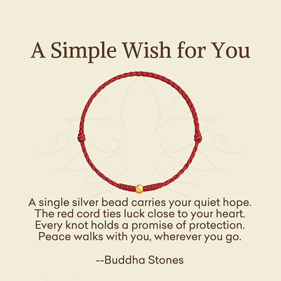 Buddha Stones "A Simple Wish for You" 925 Sterling Silver Plated Gold Single Bead Red Rope Bracelet Anklet Includes Gift Message Card - image 2