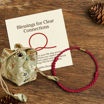 Buddha Stones "Blessings for Clear Connections" 925 Sterling Silver Lucky Golden Bead String Bracelet Anklet Includes Gift Message Card - Dark Red - Anklet(Anklet Circumference 16-26cm) - Deluxe Gift Bag (+$9.59) - image 6