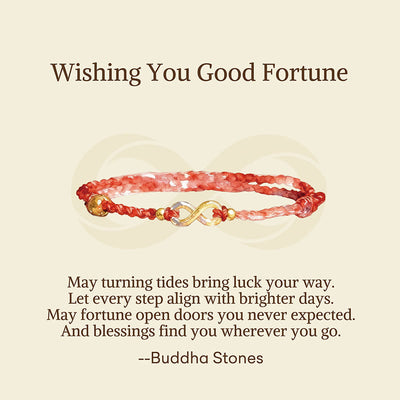Buddha Stones "May Endless Luck Find You" Infinity Charm Brass Red String Bracelet Includes Gift Message Card - image 3