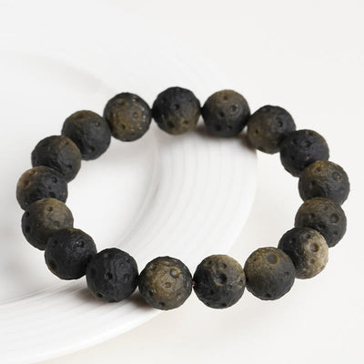 Buddha Stones Natural Silver Sheen Obsidian Gold Sheen Obsidian Round Beads Protection Bracelet - image 9