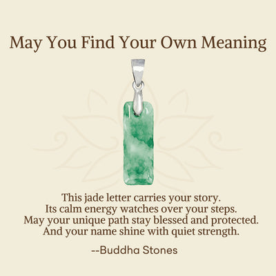 Buddha Stones "May You Find Your Own Meaning" Natural A-Z Letter Jade Titanium Steel Chain Necklace Includes Gift Message Card - image 45