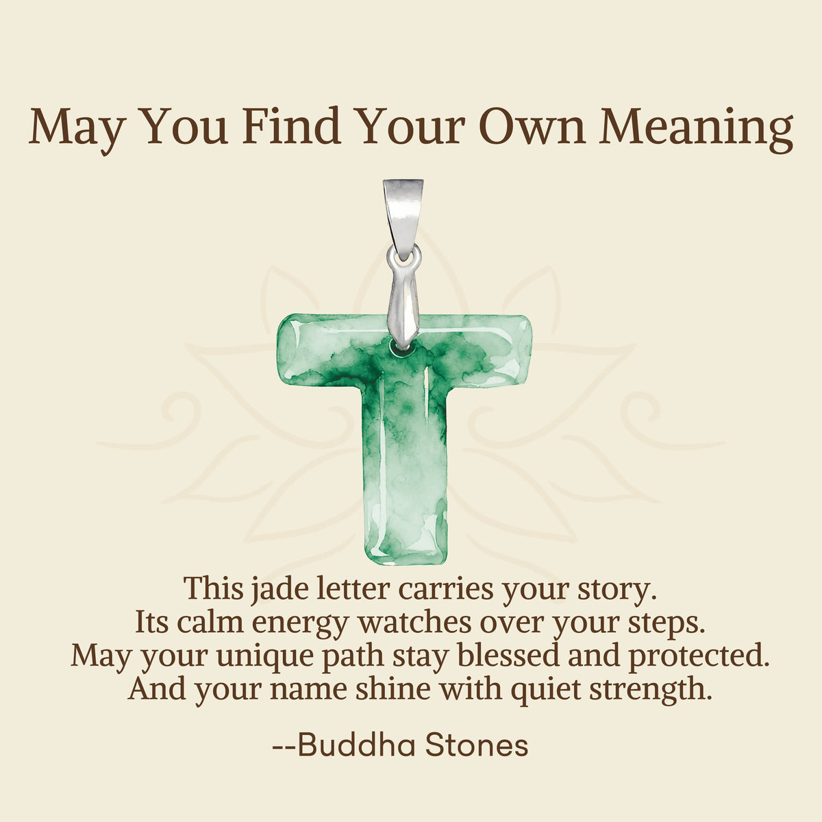Buddha Stones "May You Find Your Own Meaning" Natural A-Z Letter Jade 925 Sterling Silver Chain Necklace Includes Gift Message Card - image 98