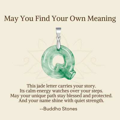 Buddha Stones "May You Find Your Own Meaning" Natural A-Z Letter Jade 925 Sterling Silver Chain Necklace Includes Gift Message Card - image 86