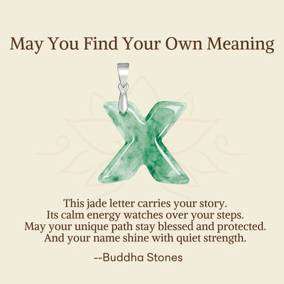 Buddha Stones "May You Find Your Own Meaning" Natural A-Z Letter Jade 925 Sterling Silver Chain Necklace Includes Gift Message Card - image 114