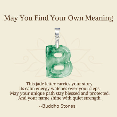 Buddha Stones "May You Find Your Own Meaning" Natural A-Z Letter Jade Titanium Steel Chain Necklace Includes Gift Message Card - image 14