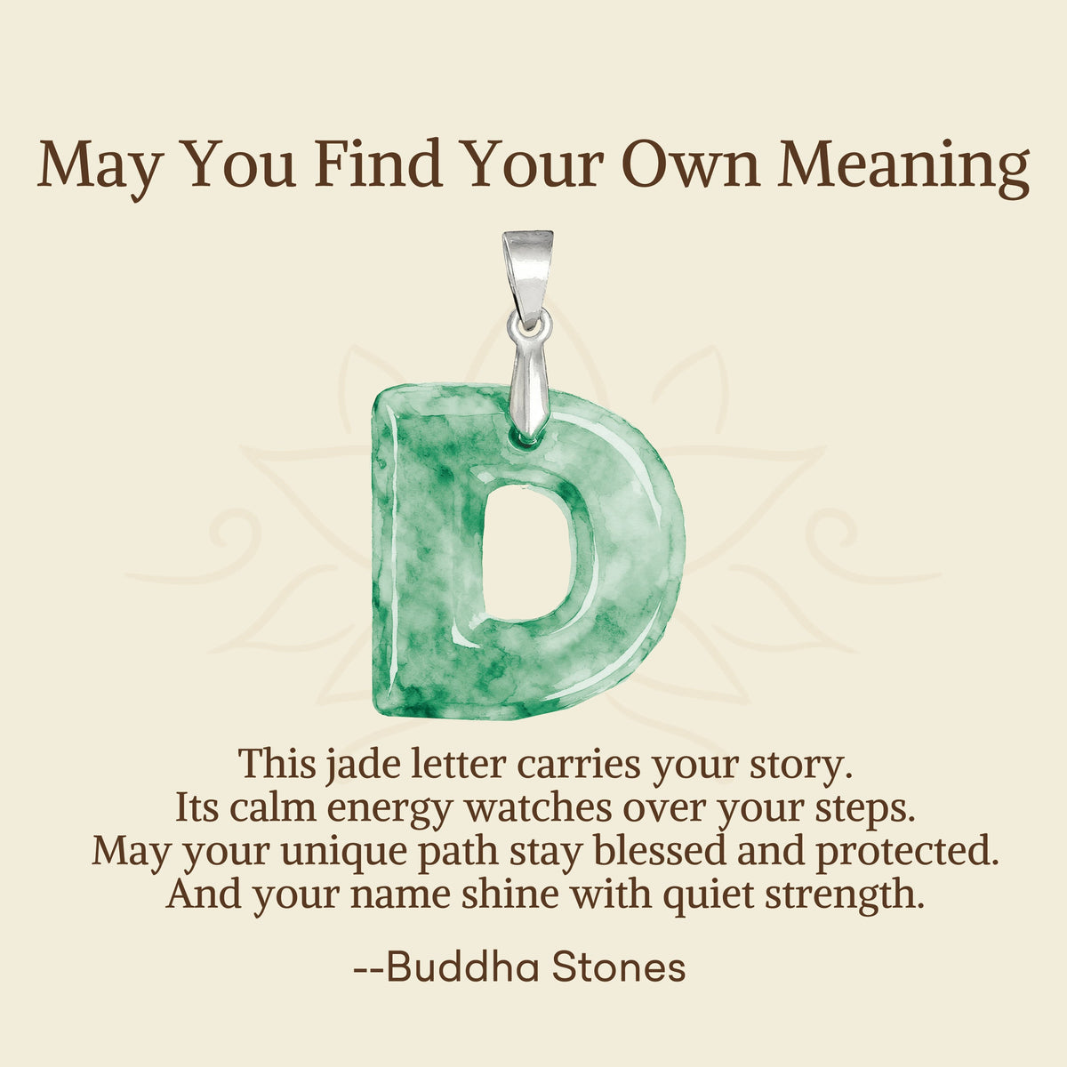 Buddha Stones "May You Find Your Own Meaning" Natural A-Z Letter Jade 925 Sterling Silver Chain Necklace Includes Gift Message Card - image 33