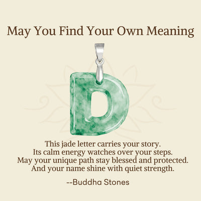 Buddha Stones "May You Find Your Own Meaning" Natural A-Z Letter Jade 925 Sterling Silver Chain Necklace Includes Gift Message Card - image 33