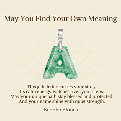 Buddha Stones "May You Find Your Own Meaning" Natural A-Z Letter Jade 925 Sterling Silver Chain Necklace Includes Gift Message Card - image 3