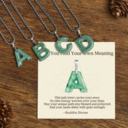 Foviel "May You Find Your Own Meaning" Natural A-Z Letter Jade Titanium Steel Chain Necklace Includes Gift Message Card