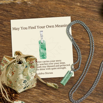 Buddha Stones "May You Find Your Own Meaning" Natural A-Z Letter Jade Titanium Steel Chain Necklace Includes Gift Message Card - I - Titanium Steel Chain(One Pendant) - Deluxe Gift Bag (+$9.59) - image 46