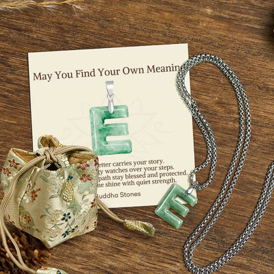 Buddha Stones "May You Find Your Own Meaning" Natural A-Z Letter Jade Titanium Steel Chain Necklace Includes Gift Message Card - E - Titanium Steel Chain(One Pendant) - Deluxe Gift Bag (+$9.59) - image 30