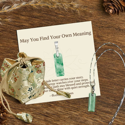 Buddha Stones "May You Find Your Own Meaning" Natural A-Z Letter Jade Titanium Steel Chain Necklace Includes Gift Message Card - image 155