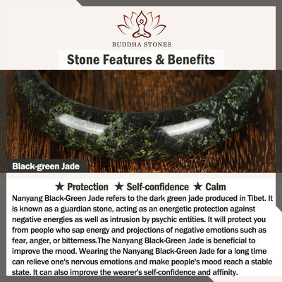 FREE Today: Self-confidence and Protection Nanyang Black-Green Jade Cuff Bangle Bracelet - image 4