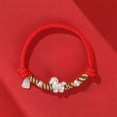 Buddha Stones 999 Sterling Silver Year Of The Horse Freedom Manually Made String Bracelet - Red Rope(Wrist Circumference: 14-21cm) - image 0