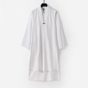 Foviel 2Pcs Wudang Fall Solid Long Sleeve Men's Taoist Long Robe Sleeveless Vest Lace-up Kimono Ceremony Suit