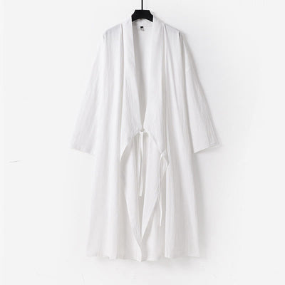 Buddha Stones 2Pcs Wudang Fall Solid Long Sleeve Men's Taoist Long Robe Sleeveless Vest Lace-up Kimono Ceremony Suit - image 24