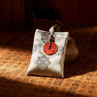 Buddha Stones Mountain Ghosts Spend Money Jacquard Embroidery Sachet Blessing Hanging Decoration - GRAY - image 4