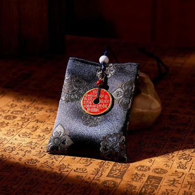 Buddha Stones Mountain Ghosts Spend Money Jacquard Embroidery Sachet Blessing Hanging Decoration - BLUE - image 5
