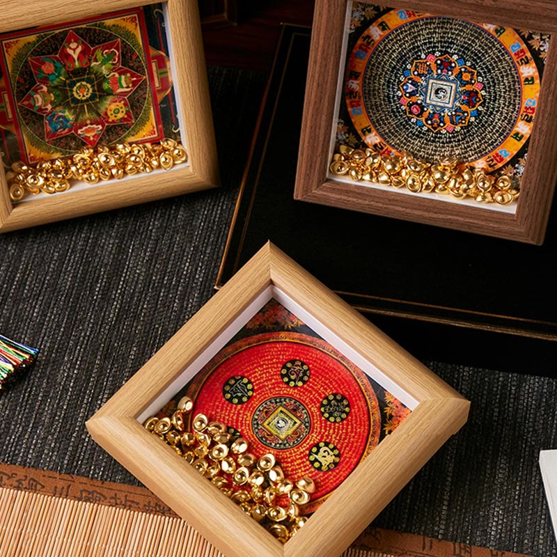 Buddha Stones Tibetan Om Mani Padme Hum Golden Ingot Thangka Photo Frame Ornament Home Decor - image 12