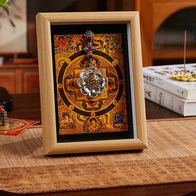 Buddha Stones Lotus Golden Ingot Thangka Photo Frame Ornament Home Decor - image 3