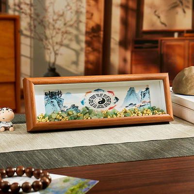 Buddha Stones Green Crystal Bagua Koi Fish Yin Yang Symbol Golden Ingot Thangka Photo Frame Ornament Home Decor - Style4 - Medium Density Fiberboard(9*30*4cm) - image 3