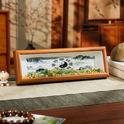 Buddha Stones Green Crystal Bagua Koi Fish Yin Yang Symbol Golden Ingot Thangka Photo Frame Ornament Home Decor - Style6 - Medium Density Fiberboard(9*30*4cm) - image 7