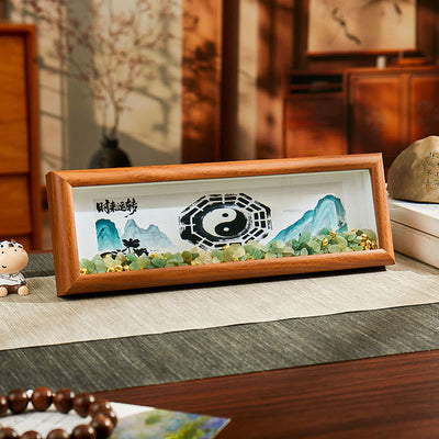 Buddha Stones Green Crystal Bagua Koi Fish Yin Yang Symbol Golden Ingot Thangka Photo Frame Ornament Home Decor - Style7 - Medium Density Fiberboard(9*30*4cm) - image 8