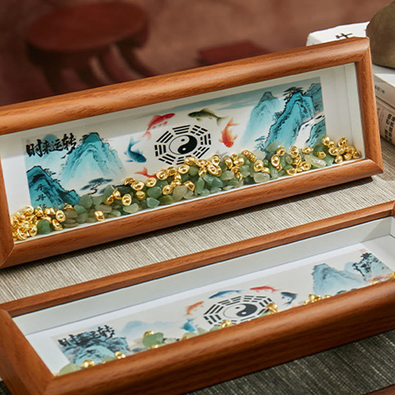 Buddha Stones Green Crystal Bagua Koi Fish Yin Yang Symbol Golden Ingot Thangka Photo Frame Ornament Home Decor - image 16