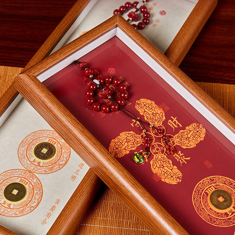 Buddha Stones Copper Coins Cinnabar Attract Fortune Blessing Photo Frame Ornament Home Decor - image 10