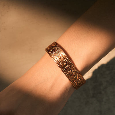 Buddha Stones The Tree Of Life Copper Open Self Care Luck Bracelet Bangle - image 4